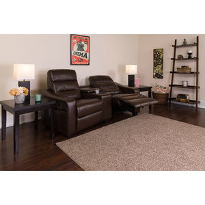 Futura Series 2-Seat Reclining Brown LeatherSoft Theater Seating Unit with Cup Holders by Office Chairs PLUS