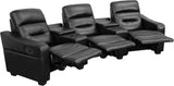 Futura Series 3-Seat Reclining Black LeatherSoft Theater Seating Unit with Cup Holders