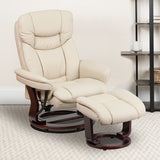 Recliner Chair with Ottoman | Beige LeatherSoft Swivel Recliner Chair with Ottoman Footrest by Office Chairs PLUS