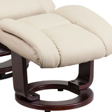 Recliner Chair with Ottoman | Beige LeatherSoft Swivel Recliner Chair with Ottoman Footrest