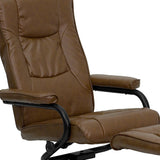 Contemporary Multi-Position Recliner and Ottoman with Wrapped Base in Palimino LeatherSoft