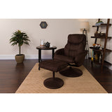 Contemporary Multi-Position Recliner and Ottoman with Circular Wrapped Base in Brown Microfiber by Office Chairs PLUS