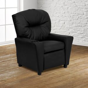 Contemporary Black LeatherSoft Kids Recliner with Cup Holder by Office Chairs PLUS