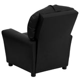 Contemporary Black LeatherSoft Kids Recliner with Cup Holder