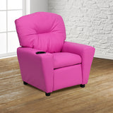 Contemporary Hot Pink Vinyl Kids Recliner with Cup Holder by Office Chairs PLUS