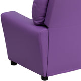 Contemporary Lavender Vinyl Kids Recliner with Cup Holder