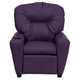 Contemporary Purple Vinyl Kids Recliner with Cup Holder
