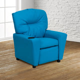 Contemporary Turquoise Vinyl Kids Recliner with Cup Holder by Office Chairs PLUS