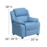 Deluxe Padded Contemporary Lavender Vinyl Kids Recliner with Storage Arms