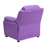 Deluxe Padded Contemporary Lavender Vinyl Kids Recliner with Storage Arms