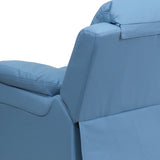 Deluxe Padded Contemporary Light Blue Vinyl Kids Recliner with Storage Arms