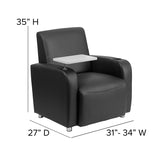 Black LeatherSoft Guest Chair with Tablet Arm, Chrome Legs and Cup Holder