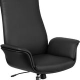 High Back Black LeatherSoft Executive Swivel Office Chair with Flared Arms