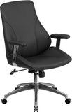 Mid-Back Black LeatherSoft Smooth Upholstered Executive Swivel Office Chair with Arms