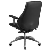 Mid-Back Black LeatherSoft Smooth Upholstered Executive Swivel Office Chair with Arms