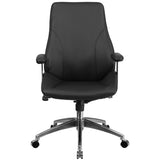 Mid-Back Black LeatherSoft Smooth Upholstered Executive Swivel Office Chair with Arms
