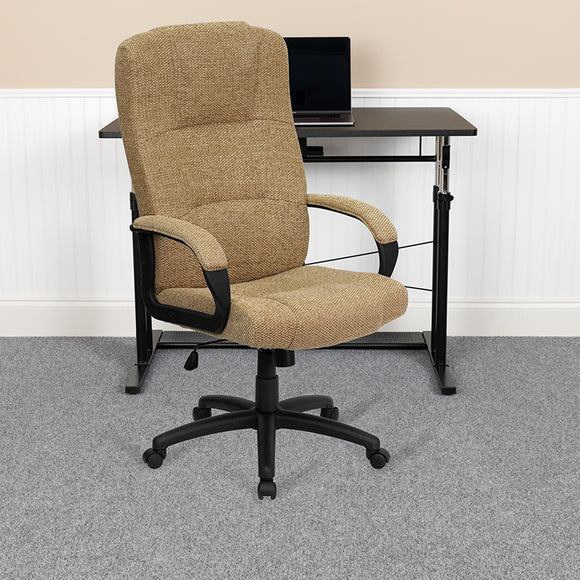 High Back Beige Fabric Executive Swivel Office Chair with Arms by Office Chairs PLUS