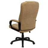 High Back Beige Fabric Executive Swivel Office Chair with Arms