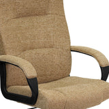 High Back Beige Fabric Executive Swivel Office Chair with Arms
