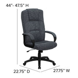 High Back Gray Fabric Executive Swivel Office Chair with Arms