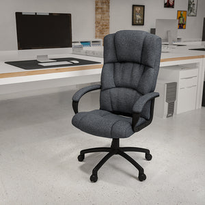 High Back Gray Fabric Executive Swivel Office Chair with Arms by Office Chairs PLUS