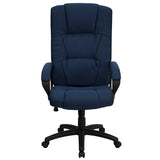 High Back Navy Blue Fabric Executive Swivel Office Chair with Arms