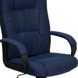 High Back Navy Blue Fabric Executive Swivel Office Chair with Arms