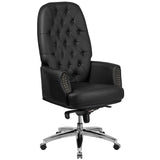 High Back Traditional Tufted Black LeatherSoft Multifunction Executive Swivel Ergonomic Office Chair with Arms