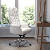 High Back Traditional Tufted White LeatherSoft Multifunction Executive Swivel Ergonomic Office Chair with Arms by Office Chairs PLUS