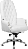 High Back Traditional Tufted White LeatherSoft Multifunction Executive Swivel Ergonomic Office Chair with Arms