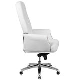 High Back Traditional Tufted White LeatherSoft Multifunction Executive Swivel Ergonomic Office Chair with Arms