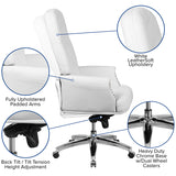 High Back Traditional Tufted White LeatherSoft Multifunction Executive Swivel Ergonomic Office Chair with Arms