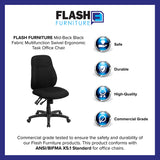 Mid-Back Black Fabric Multifunction Swivel Ergonomic Task Office Chair