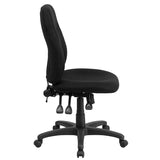 Mid-Back Black Fabric Multifunction Swivel Ergonomic Task Office Chair