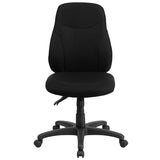 Mid-Back Black Fabric Multifunction Swivel Ergonomic Task Office Chair