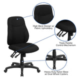 Mid-Back Black Fabric Multifunction Swivel Ergonomic Task Office Chair