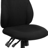 Mid-Back Black Fabric Multifunction Swivel Ergonomic Task Office Chair