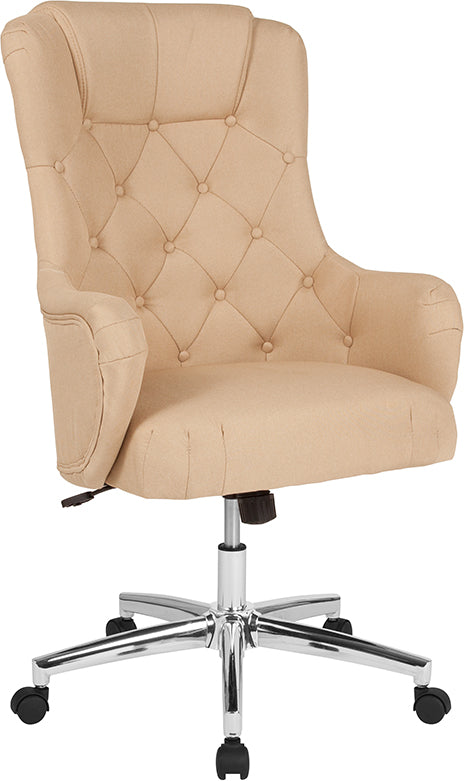 Chambord Home and Office Upholstered High Back Chair in Beige Fabric BT-90557H-BGE-F-GG