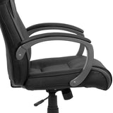 High Back Black LeatherSoft Executive Swivel Office Chair with Titanium Nylon Base and Loop Arms