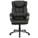 High Back Espresso Brown LeatherSoft Executive Swivel Office Chair with Titanium Nylon Base and Loop Arms 