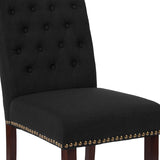 HERCULES Series Black Fabric Parsons Chair with Rolled Back, Accent Nail Trim and Walnut Finish