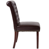 HERCULES Series Brown LeatherSoft Parsons Chair with Rolled Back, Accent Nail Trim and Walnut Finish