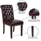 HERCULES Series Brown LeatherSoft Parsons Chair with Rolled Back, Accent Nail Trim and Walnut Finish
