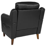 Newton Hill Upholstered Bustle Back Arm Chair in Black LeatherSoft