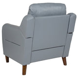 Newton Hill Upholstered Bustle Back Arm Chair in Gray LeatherSoft