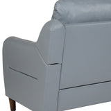 Newton Hill Upholstered Bustle Back Arm Chair in Gray LeatherSoft