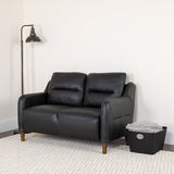Newton Hill Upholstered Bustle Back Loveseat in Black LeatherSoft by Office Chairs PLUS