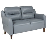 Newton Hill Upholstered Bustle Back Loveseat in Gray LeatherSoft