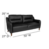 Newton Hill Upholstered Bustle Back Sofa in Black LeatherSoft