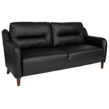 Newton Hill Upholstered Bustle Back Sofa in Black LeatherSoft